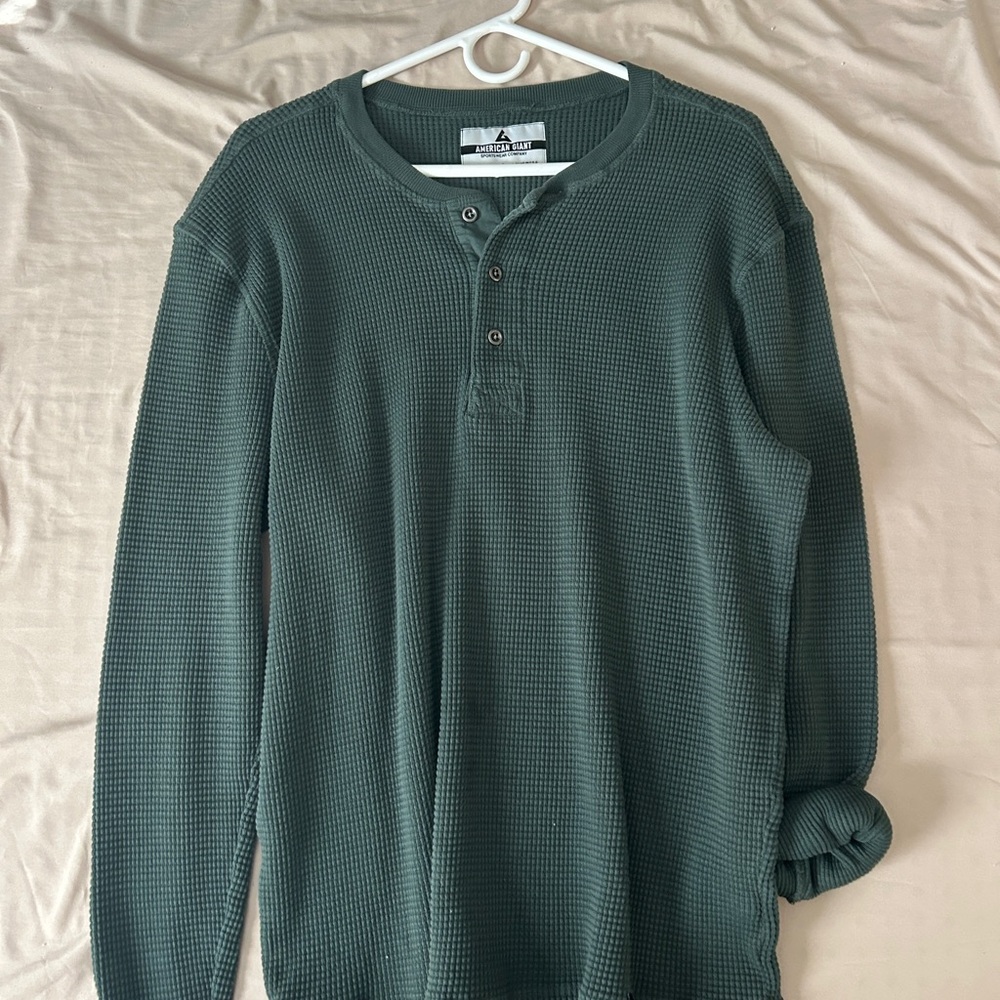 American giant Forest Green Waffle Knit Henley